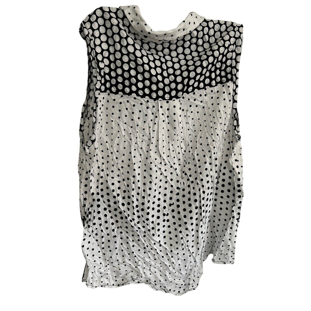 Liverpool Los Angeles Sleeveless Polka Dot Button Down Shirt Black White Large - Picture 4 of 4